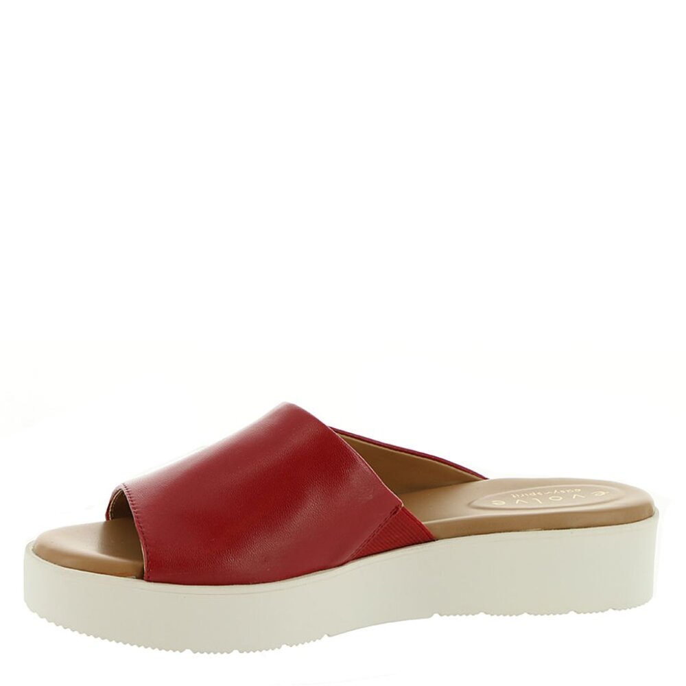 Easy Spirit new Mules Slide Platform Sandals Leather Women's NIB Red - Picture 3 of 17